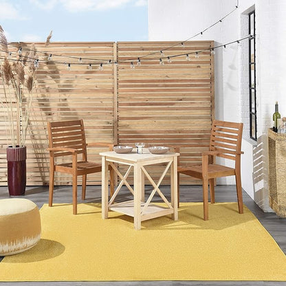 Nourison Essentials Indoor/Outdoor Yellow 7' x Square Area-Rug, Easy-Cleaning, Non Shedding, Bed Room, Living Room, Dining Room, Deck, Backyard, Patio (7 Square)
