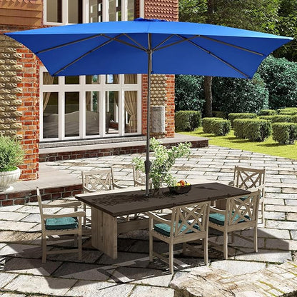 Ayge 8x10FT Large Rectangular Patio Umbrella Outdoor Table Umbrella w/Crank Rectangle Market Umbrella UV Protection for Garden, Deck,Lawn,Yard & Pool,blue