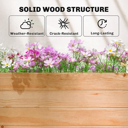 Outsunny Raised Garden Bed with Trellis, Wooden Planter Box with Hanging Roof and Drainage Holes, Outdoor Trellis Planter for Climbing Plants, Vegetables, Herbs and Flowers, 77.2" x 17.3" x 71.3"