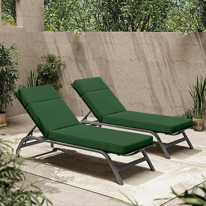 2 Pcs Chaise Lounge Cushions Outdoor, 80" L X 26" W X 4" D Lounge Chair Cushions for Outdoor Furniture, High-Density Foam Patio Chaise Cushion-Waterproof Fade-Resistant ThickPatio lounge chair cushion
