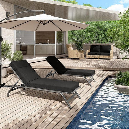 2 Pcs Chaise Lounge Cushions Outdoor, 72" L X 21" W X 4" D Lounge Chair Cushions for Outdoor Furniture, High-Density Foam Patio Chaise Cushion-Waterproof Fade-Resistant ThickPatio lounge chair cushion