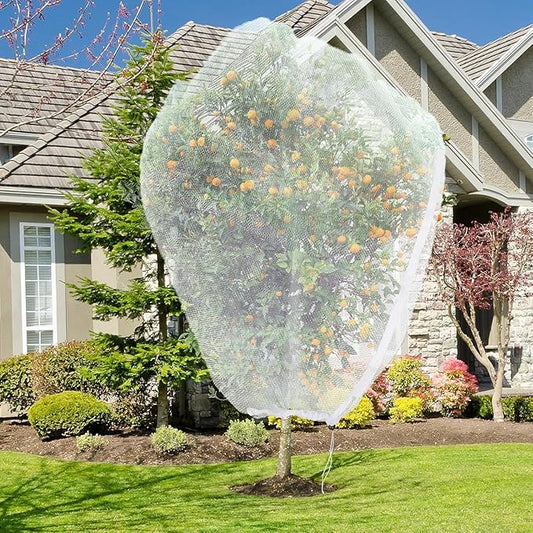 Large Fruit Tree Netting with Drawstring and Zipper, 15 * 15FT Garden Netting for Garden Protection, Insect Bird Netting for Fruit Trees, Protection from Anti Birds, Bugs,Cicadas, Insects
