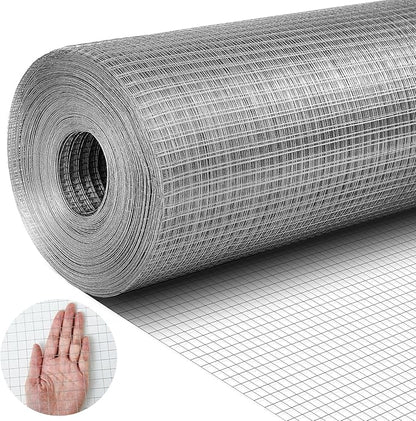 Tatuo Hardware Cloth 1/2 Inch 60in x 50ft Hot Dip Galvanized After Welded Cage Mesh Rolls 21 Gauge Metal Chicken Wire Mesh Roll Wire Fencing Poultry Netting for Raised Garden Rodent Animals