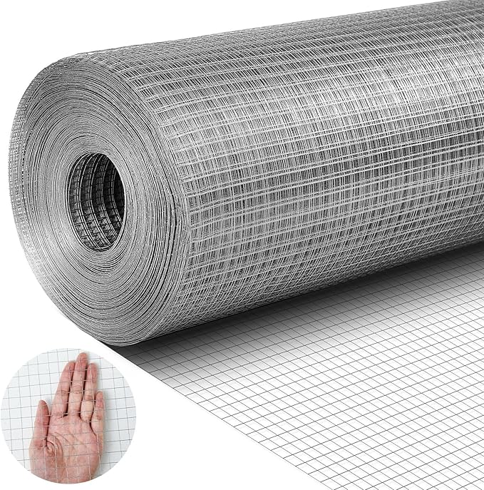 Tatuo Hardware Cloth 1/2 Inch 36in x 200ft Hot Dip Galvanized After Welded Cage Mesh Rolls 21 Gauge Metal Chicken Wire Roll Wire Fencing Poultry Netting for Raised Garden Rodent Animals