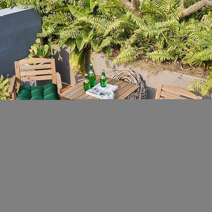 ARTPLAN Outdoor Chair Cushions,Set of 4,19"x19"x4" Patio Seat Pad Cushions with Ties,Wicker Tufed Outdoor Cushions for Patio Furniture,Invisible Green