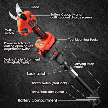 LLNDEI 2 IN 1 Brushless Pole Pruning Shear, 1.6'' Cutting Diameter, Electric Tree Pruner, 7.5Ft Reach, Battery Powered Cordless Electric Pruning for Garden & Flower.