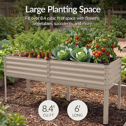 Best Choice Products 72x24x30in Non Toxic Galvanized Raised Garden Bed, Metal Elevated Planter Box, Vegetable Garden, 100% Non Toxic Materials - Taupe