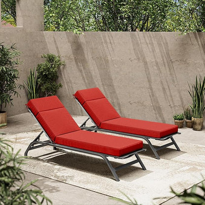 2 Pcs Chaise Lounge Cushions Outdoor, 72" L X 21" W X 4" D Lounge Chair Cushions for Outdoor Furniture, High-Density Foam Patio Chaise Cushion-Waterproof Fade-Resistant ThickPatio lounge chair cushion