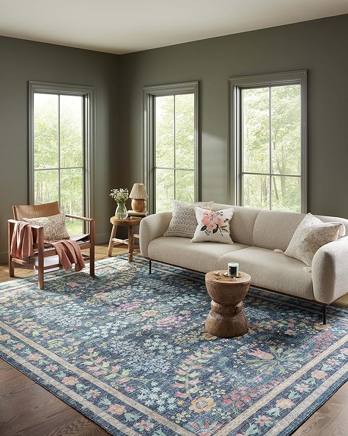 Loloi Rifle Paper Co. Maison Collection MAO-06 Blue/Multi 2'-6" x 9'-6", .19" Pile Height, Runner Rug