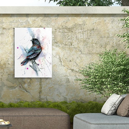 Outdoor Canvas Art - Dave Bartholet 'Stylized Raven' Wall Art for Outdoor Spaces, Patios, or Gardens by Trademark Fine Art