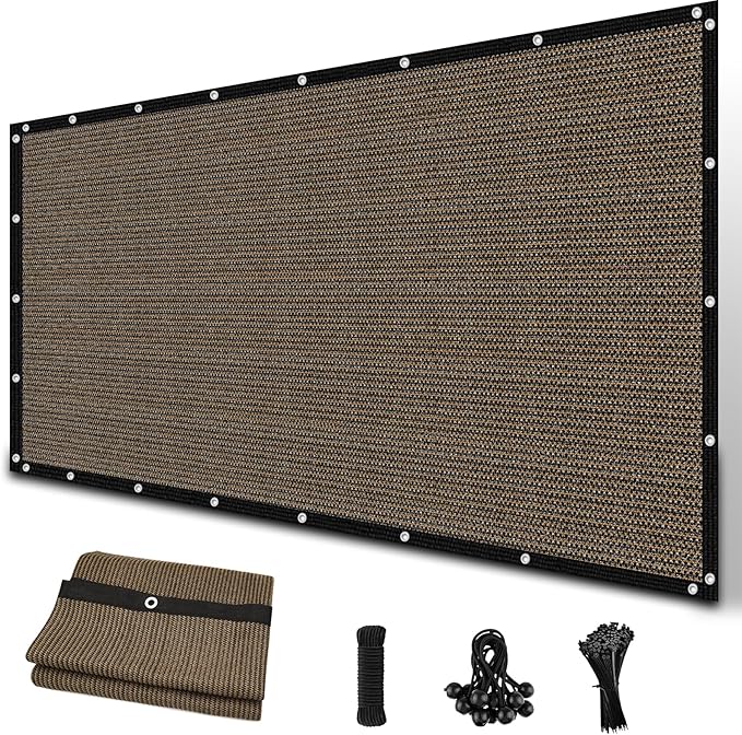 Amagenix 90% Sun Shade Cloth with Grommets, 6' x 10' Pergola Replacement Shade Cover Canopy Privacy Screen for Outdoor Patio Garden, Mocha (We Customized)