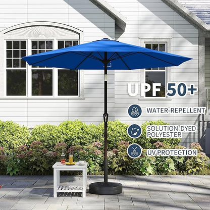 PatioKingdom 11FT Patio Umbrella,Outdoor Umbrella with Push Button Tilt and Crank,Market Table Umbrella with 8 Sturdy Fiberglass Ribs UV Protection(Royal Blue, 11FT)