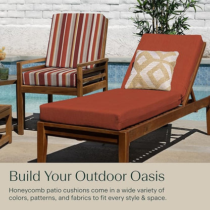 Honeycomb Outdoor Heritage Chaise, 22.5" W x 70" L, Textured Solid Terracotta Chair Cushion for Patio Furniture