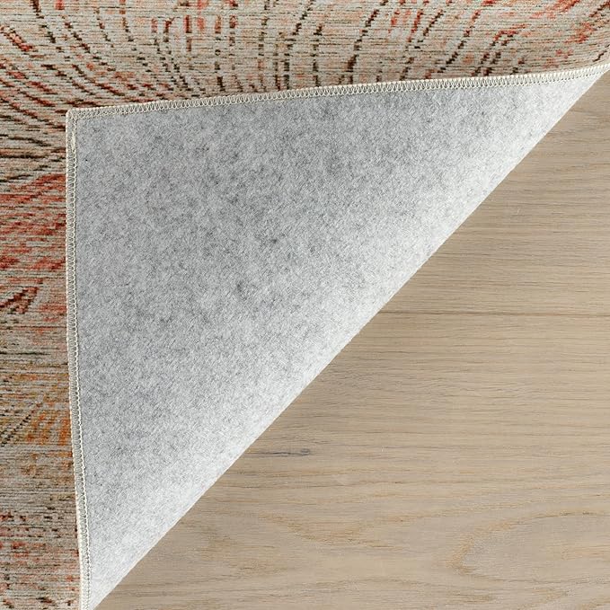 Dash & Albert Zell Multi Machine Washable Rug, 9.5 X 13.5 Feet, Multicolored/Tan Floral Pattern