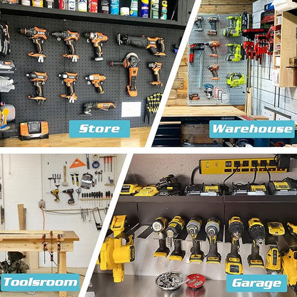 ULIBERMAGNET Magnetic Power Tool Organizer, Utility Storage Rack Shelf with Screwdriver Holder,Heavy Duty Cordless Drill Holder,Removable Tool Rack Suitable for Garage, Workshop and Warehouse