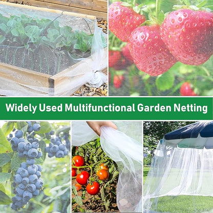 2Pack 10x30ft Garden Netting Mesh Barrier, Ultra Fine Mosquito Net for Patio,Garden Netting for Raised Beds,Fruit Tree Netting for Garden Protection Blueberry Bush Netting Cover