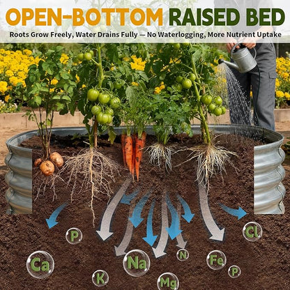 Galvanized Raised Garden Bed Outdoor, Large Raised Bed for Gardening, 2Pcs 6x3x1ft Oval Metal Planter Box for Vegetables, Fruits, Flowers, Silver
