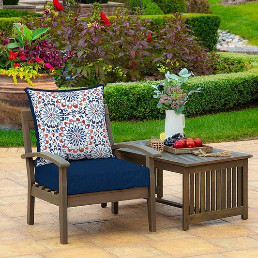 Arden Outdoor Deep Seat Cushion Set, 24 in x 24 in, Weather-Proof, Rain-Proof, Fade Resistant Patio Cushion for Chair, Sofa, and Couch Clark Blue
