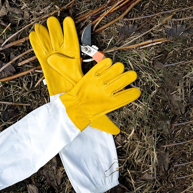1 Pair Cactus Handling Proof Gloves, Rose Thorn Pruning Gloves, 18"x4.7" Long Gardening Gloves, Breathable Leather, Adjustable Sleeve Cuff, Comfy Gauntlet for Yard Garden Work Protection for Women Men