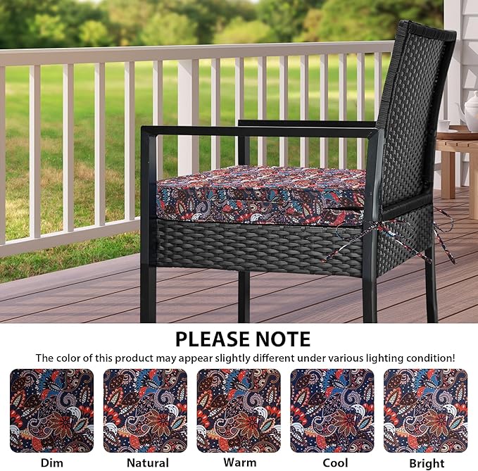 Outdoor Chair Cushions Set of 4,Waterproof Outdoor Seat Cushions for Patio Furniture,Patio Chair Cushion with Handle and Ties, Out Door Chair Pads,19" x 19" x 3", Artistic Floral