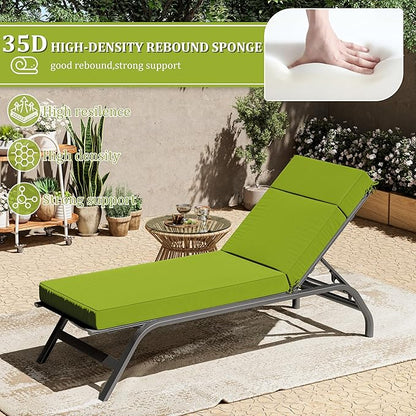 2 Pcs Chaise Lounge Cushions Outdoor, 80" L X 26" W X 4" D Lounge Chair Cushions for Outdoor Furniture, High-Density Foam Patio Chaise Cushion-Waterproof Fade-Resistant ThickPatio lounge chair cushion