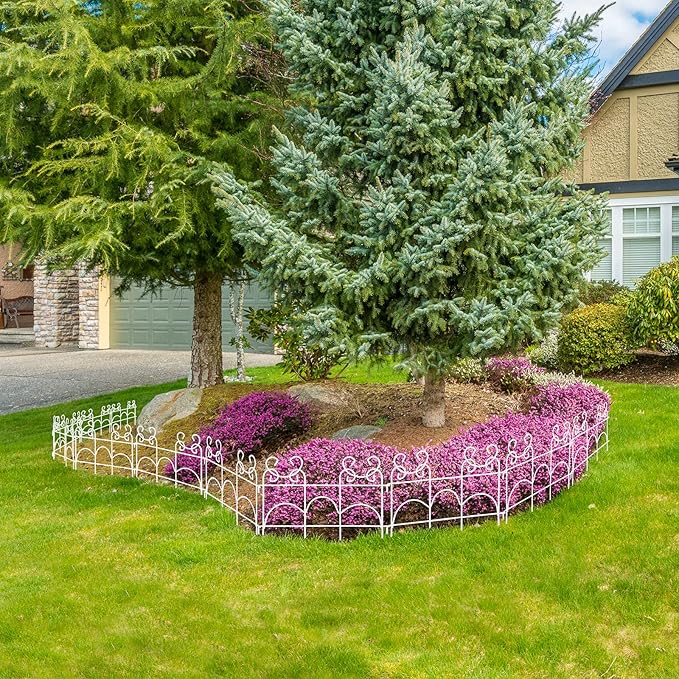 ARIFARO Decorative Garden Fence, 20 Pack, 28 ft Metal Flower Bed Border Fence, Small Garden Fence for Edging Lawn Yard Patio, No Dig Movable Panels（13" H x 17" W）