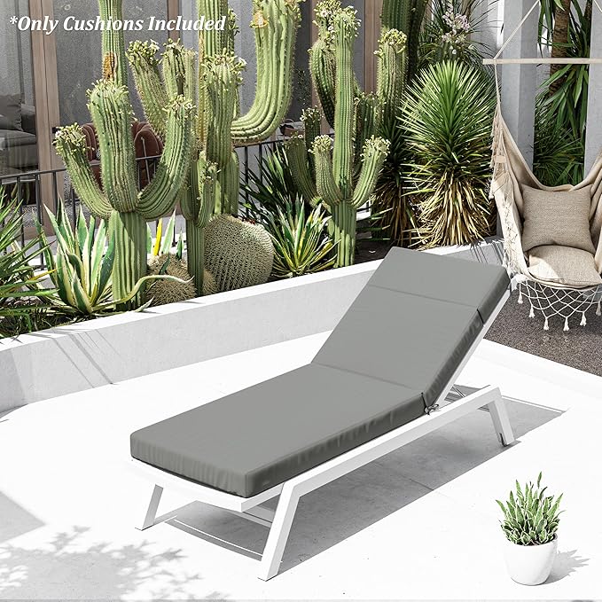 Chaise Lounge Cushion for Outdoor Furniture, Waterproof Fade and Tear Resistant Lounge Deck Chair Cushions for Patio Lawn Pool Resort Hotel
