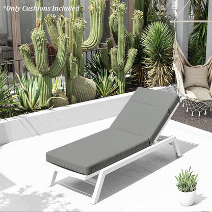 Chaise Lounge Cushion for Outdoor Furniture, Waterproof Fade and Tear Resistant Lounge Deck Chair Cushions for Patio Lawn Pool Resort Hotel