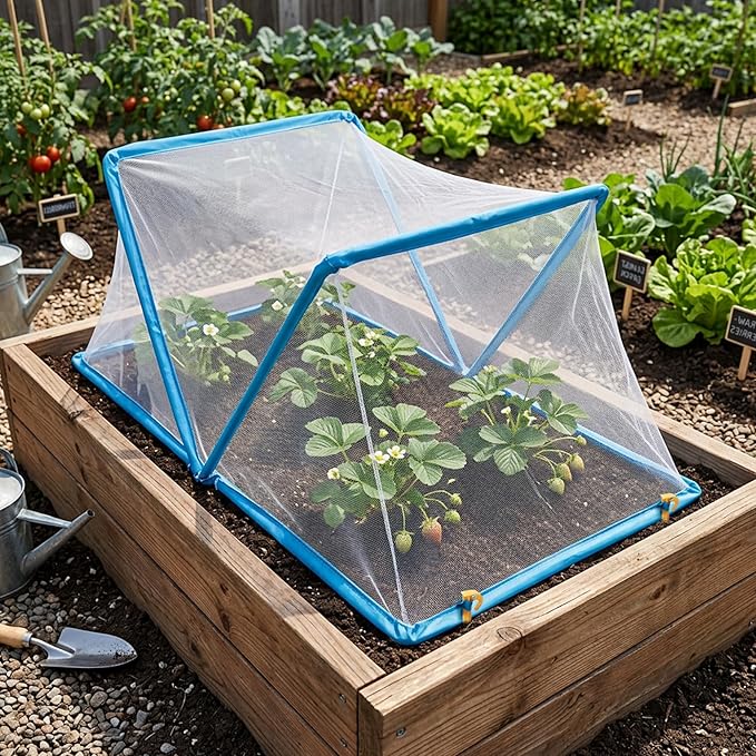 35" x 13" x 15" Foldable Garden Covers for Raised Beds, Garden Bed Insect Bird Netting Plant Cover, Garden Rows Pest Barrier Plant Protector Mesh for Protecting Vegetables Fruits Flowers