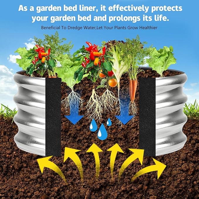 2 Sets 2 x 2 x 1 ft Raised Garden Bed Liner Bag, Breathable Grow Bed Fabric Liners with Clips and Gloves, Garden Box Non Woven Bag for Outdoor Plants Growth Keep Soil Isolation (No Garden Bed)