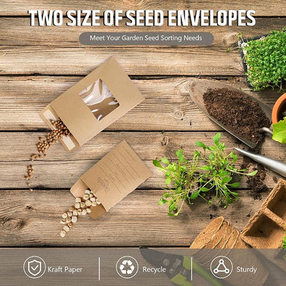 Seed Storage Organizer, Seed Packet Organizer Binder with 80Pcs Garden Seeds Storage Envelopes and 40 Clear Pocket Sheet Protectors for Protecting Vegetable Seeds (Gray, 9.1 x 6.5inch)