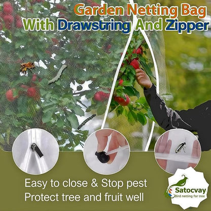 Fruit Tree Netting - Easy Install Plant Protection Cover, Reusable Garden Mesh Bag for Blueberry Bushes/Tomato - Block Birds/Insect/Squirrels (3, 10x10 FT)