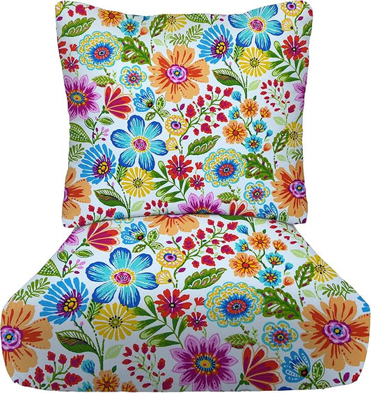 RSH DECOR: Deep Seating Cushion with Pillow Back | 25” x 25” Seat | Water and Fade-Resistant Spun Fabric | Outdoor Chair Cushion Set for Patio Furniture | Gregoire Fresco