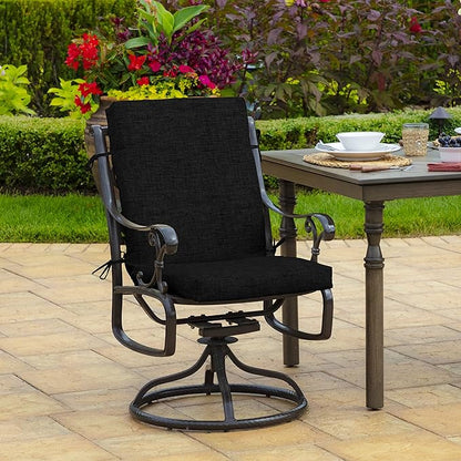Arden 2-Pack Outdoor Patio Dining Chair Cushion, 20x44, Rain-Proof Seat Pad, Fade-Resistant Outdoor Cushion Black Leala
