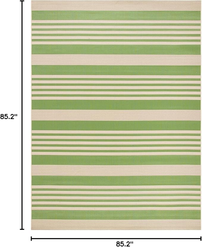 SAFAVIEH Washable Rug Outdoor Courtyard Collection - 7'10" Round, Green & Beige, Non-Shedding & Easy Cleaning, Ideal for Patio, Backyard, Mudroom (CY6062-244)