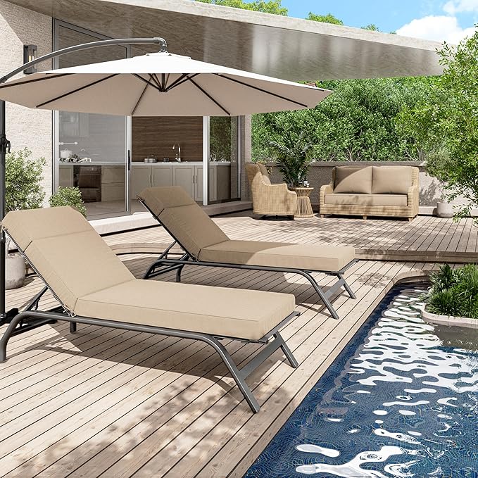 Chaise Lounge Cushions Outdoor, 80" L X 26" W X 4" D Lounge Chair Cushions for Outdoor Furniture, High-Density Foam Outdoor Chaise Cushion-Waterproof Fade-Resistant ThickPatio lounge chair cushion