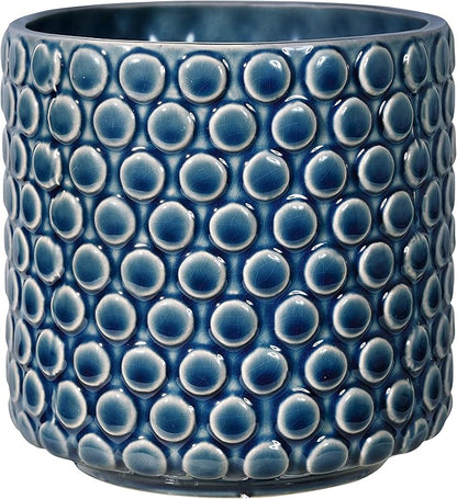 Bloomingville Stoneware Flower Pot with Polka Dots, Petrol