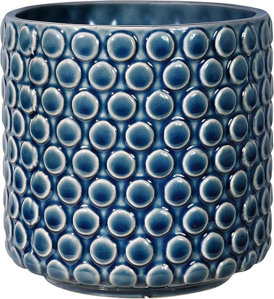 Bloomingville Stoneware Flower Pot with Polka Dots, Petrol
