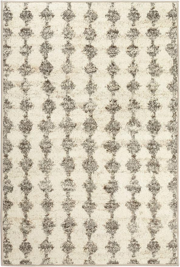 Dash & Albert Izzy Grey Machine Washable Rug, 3 X 5 Feet, Grey Graphic Pattern