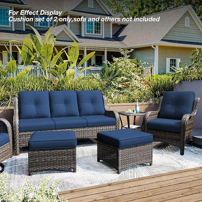 Joyside Outdoor Chair Cushions Set, 22x25/22x24 Inch Patio Furniture Deep Seat Cushions, Water Resistant & Thick Cushion, Outdoor Replacement Cushions for Seat and Sofa (Blue, 4 Set)