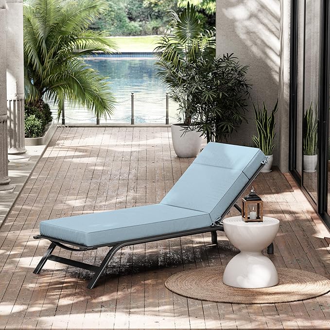 Chaise Lounge Cushions Outdoor, 72" L X 21" W X 4" D Lounge Chair Cushions for Outdoor Furniture, High-Density Foam Outdoor Chaise Cushion-Waterproof Fade-Resistant ThickPatio lounge chair cushion