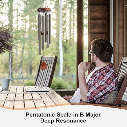 Large Aluminium Wind Chimes 37 Inches to Create a Zen Atmosphere Suitable for Outdoor, Garden, Patio Decoration. Classic Wind Chimes with Wind Catcher Suitable as A Gift for Unisex(Copper)