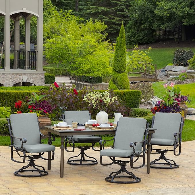 Arden 2-Pack Outdoor Patio Dining Chair Cushion, 20x44, Rain-Proof Seat Pad, Fade-Resistant Outdoor Cushion Stone Grey Leala