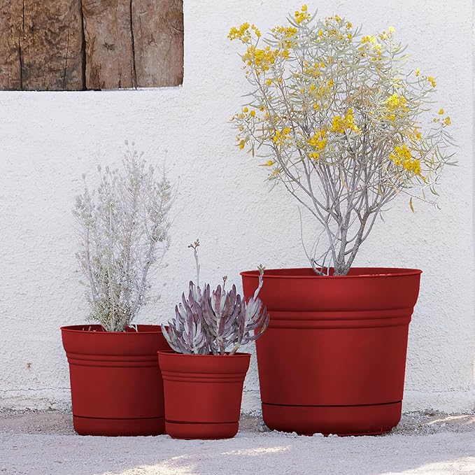 Bloem SP0513 Saturn Planter w/Saucer 5" Burnt Red, 5"