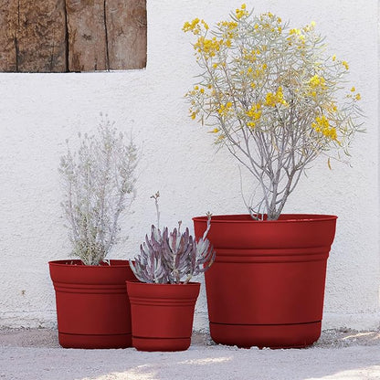 Bloem SP0513 Saturn Planter w/Saucer 5" Burnt Red, 5"