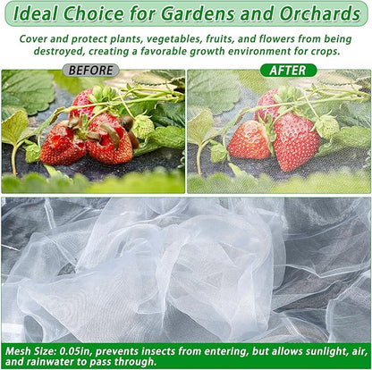 2 Pack Garden Netting for Raised Beds, Rectangular Mesh Plant Covers with Drawstring for Garden Protection, Raised Bed Bird Netting Pest Barrier Screen for Protecting Vegetables Fruits Flowers Crops