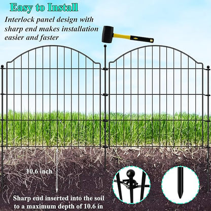 Decorative Garden Fences 24in x 10ft, 5 Pack Outdoor Fencing Animal Barrier Dog Border, Metal Wire Fence Panels for Garden Decor, Flower Bed Edging Borders for No Dig Patio Yard