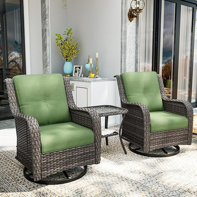 Outdoor Chair Cushions Set for Patio Furniture, 22x25/22x24 Inch, Waterproof & Fade Resistant Patio Chair Cushions, Thick Patio Furniture Cushion for Chair, Sofa, and Couch (Green, 2 Set)