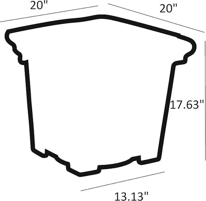 The HC Companies 20" Premium Plastic Terrazzo Square Planter 20"x20"x17.63" in Chocolate Color