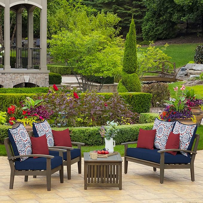 Arden Outdoor Deep Seat Cushion Set, 22 in x 24 in, Weather-Proof, Rain-Proof, Fade Resistant Patio Cushion Clark Blue